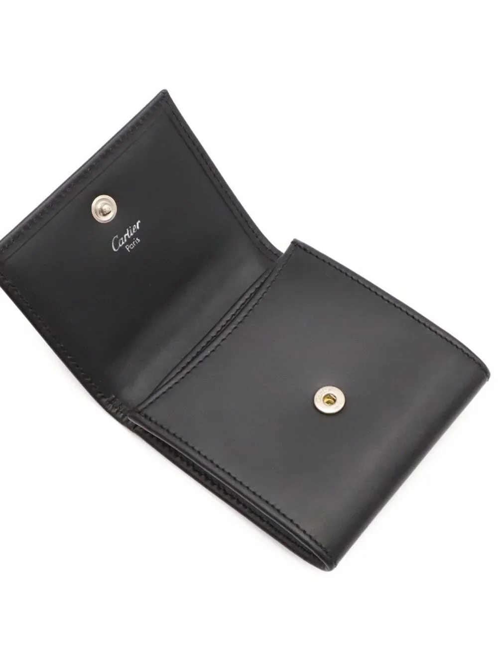 Cartier Pasha Coin Purse Calf Leather Black Silver
